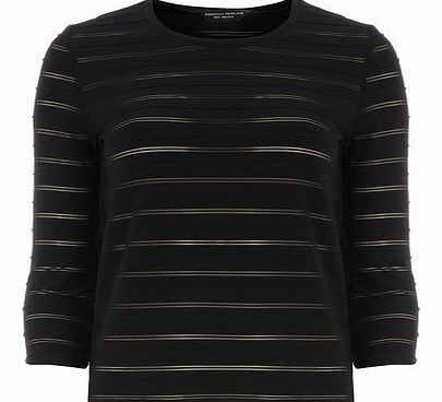 Dorothy Perkins Womens Black Stripe Texture top- Black DP05480410