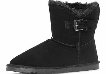 Dorothy Perkins Womens Black suede faux fur boots- Black