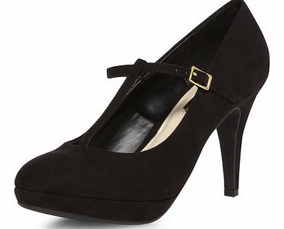 Dorothy Perkins Womens Black T-Bar platform court shoes- Black