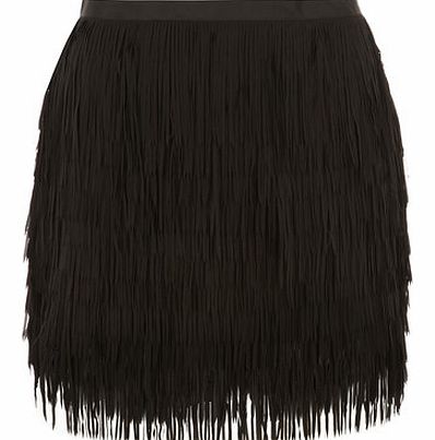 Dorothy Perkins Womens Black Tassle Mini Skirt- Black DP14557310