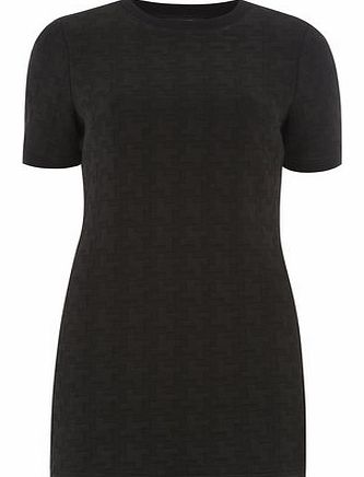 Dorothy Perkins Womens Black Textured Neck Dogtooth Tunic- Black