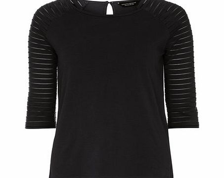 Dorothy Perkins Womens Black Textured Sleeve Top- Black DP56404710