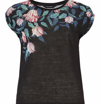 Dorothy Perkins Womens Black Tulip Rib Trim Tee- Black DP56395410