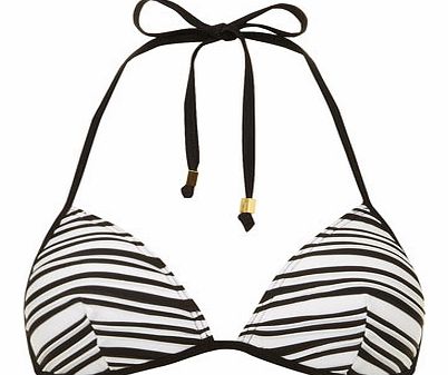 Dorothy Perkins Womens Black/White Textured Triangle Bikini Top-
