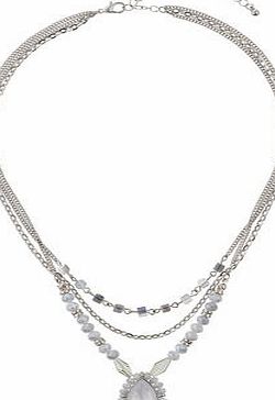 Dorothy Perkins Womens Blue Beaded Multirow Necklace- Blue