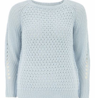 Dorothy Perkins Womens Blue Bobble Stitch Jumper- Pale Blue