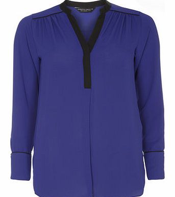 Dorothy Perkins Womens Blue Contrast Long Line Shirt- Blue