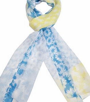 Dorothy Perkins Womens Blue Daisy Skinny Chiffon Scarf- Blue