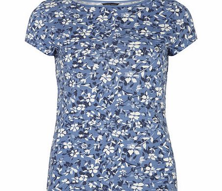 Dorothy Perkins Womens Blue Ditsy Floral Tee- Blue DP56387328