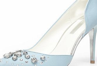 Dorothy Perkins Womens Blue embellished court shoes- Blue