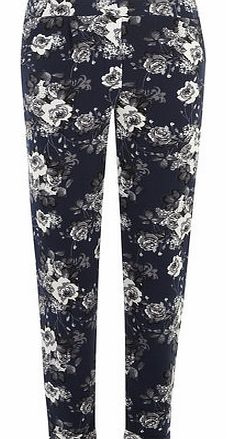 Dorothy Perkins Womens Blue Floral Crepe Joggers- Blue DP14559850