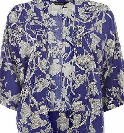 Dorothy Perkins Womens Blue Floral Kimono- Blue DP05532810