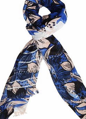 Dorothy Perkins Womens Blue Floral Open Weave Scarf- Blue