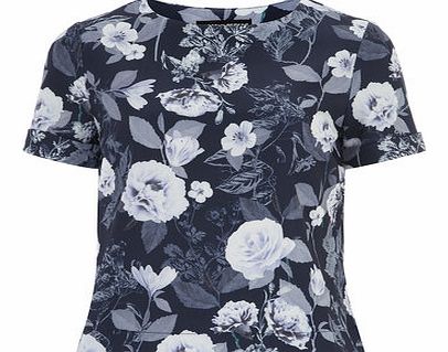 Dorothy Perkins Womens Blue Floral Print Tee- Blue DP05465250