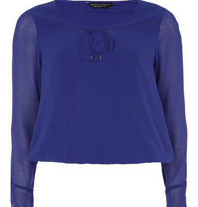Dorothy Perkins Womens Blue Frill Sleeve Bubble Top- Blue
