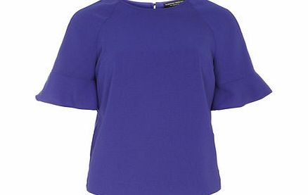 Dorothy Perkins Womens Blue Frill Sleeve Top- Blue DP05510510