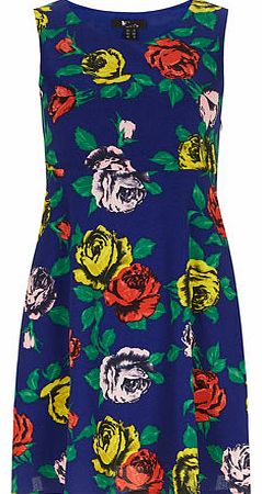 Dorothy Perkins Womens Blue Multi Rose Print Dress- Blue