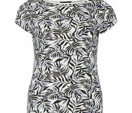 Dorothy Perkins Womens Blue Palm Leaf Tee- Blue DP56398019