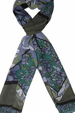 Dorothy Perkins Womens Blue Patchwork Skinny Chiffon Scarf- Blue