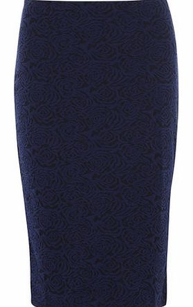 Dorothy Perkins Womens Blue rose textured design pencil skirt-