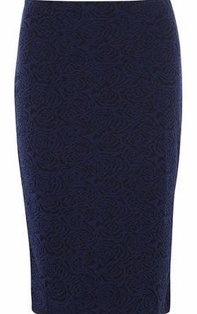 Dorothy Perkins Womens Blue rose textured design pencil skirt-