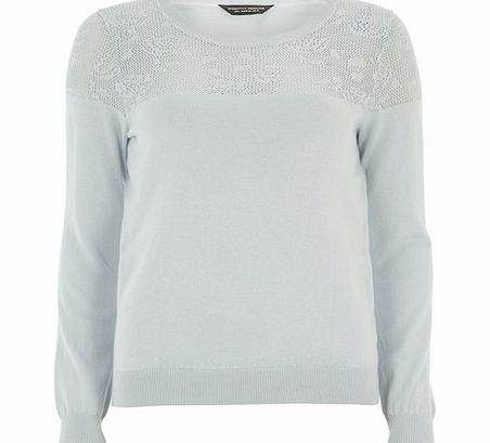 Womens Blue Rose Yoke Jumper- Blue DP55158319