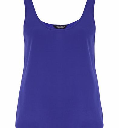 Dorothy Perkins Womens Blue Scoop Built Up Cami Top- Cobalt