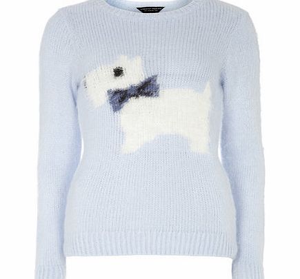 Dorothy Perkins Womens Blue Scotty Dog Print Jumper- Blue