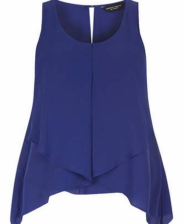Dorothy Perkins Womens Blue Sleeveless Double Layer Top- Blue