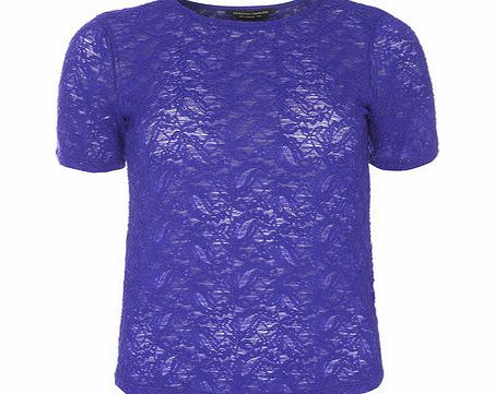Dorothy Perkins Womens Blue Sparkle Lace Tee- Blue DP05508950