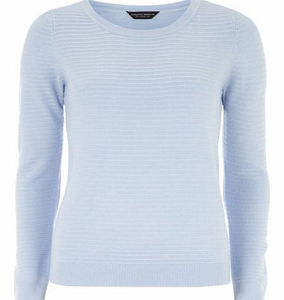 Dorothy Perkins Womens Blue Stripe Textured Jumper- Pale Blue