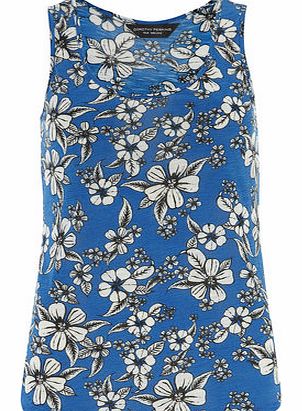 Dorothy Perkins Womens Blue tropic jersey top- Blue DP56386850