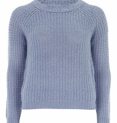 Womens Blue twisted stitch knit jumper- Blue
