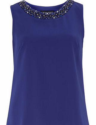 Dorothy Perkins Womens Blue Wrap Embellished Top- Blue DP05502105