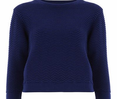 Dorothy Perkins Womens Blue Zig Zag Sweat- Navy DP55160555