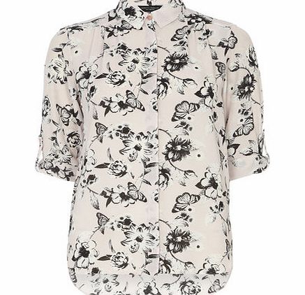 Dorothy Perkins Womens Blush Butterfly Print Shirt- Pink