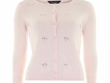Dorothy Perkins Womens Blush Embellished Cardigan- Pink DP55306710