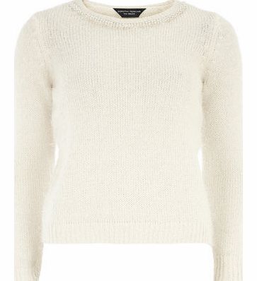 Dorothy Perkins Womens Blush Embellished Necklace Jumper- Pink