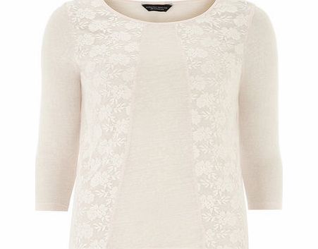 Dorothy Perkins Womens Blush Lace Panel Jersey Knit Top- Blush