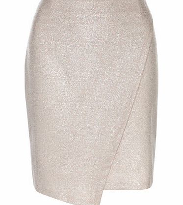 Dorothy Perkins Womens Blush Lurex Wrap Skirt- Pink DP14592955