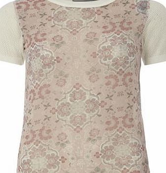 Dorothy Perkins Womens Blush Tile Woven Front Tee- Pink DP55132455