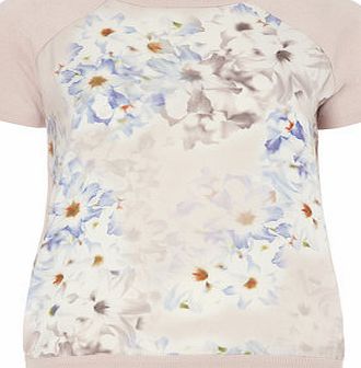 Dorothy Perkins Womens Blush Woven Front Tee- Pink DP55320655