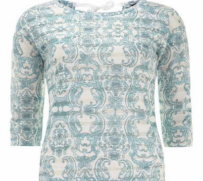 Womens Brocade Bow Back Jersey Knit- White