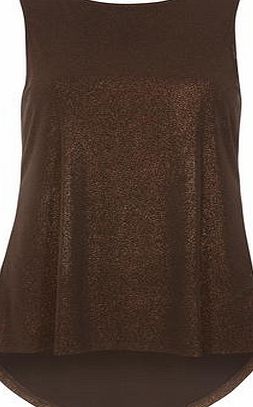 Dorothy Perkins Womens Bronze Shimmer Dip Back Top- Brown