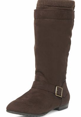 Womens Brown knit calf boots- Brown DP19879953