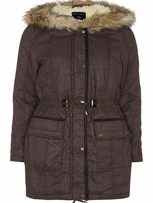 Dorothy Perkins Womens Burgundy Printed Parka Jacket- Red