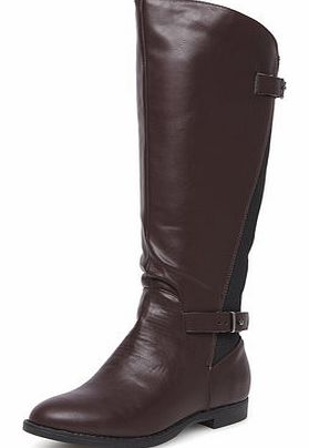 Dorothy Perkins Womens Burgundy wide fit elastic boot- Burgundy