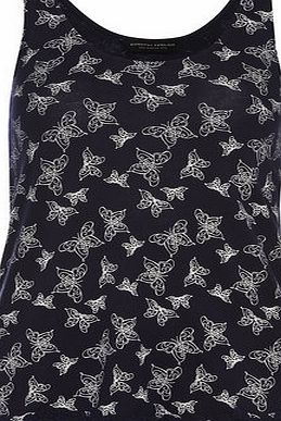 Dorothy Perkins Womens Buttefly Crochet Trim Vest Top- Navy