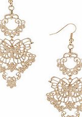 Dorothy Perkins Womens Butterfly Lace Gold Earrings- Gold