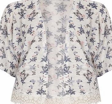 Dorothy Perkins Womens Butterfly Lace Trim Kimono- Ivory